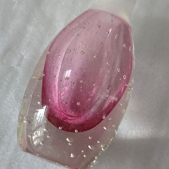 Vintage Pink Art Glass Perfume Bottle Decanter with Stopper Bullicante Bubble - Picture 3 of 8